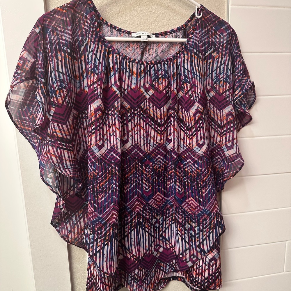 Notations Purple Multi Colored Top